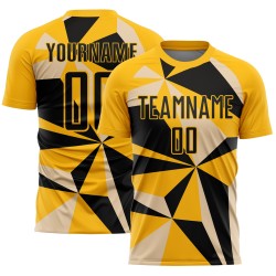 Uniform Geometric Gold Custom Pattern Jersey Sublimation Soccer Black