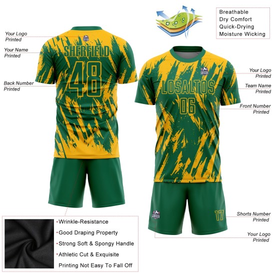 Soccer Sublimation Jersey Custom Uniform Kelly Gold Green