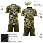 Soccer Camo To Custom Service Salute Uniform Olive-White Sublimation Jersey