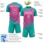 Pink-White Soccer Line Jersey Uniform Sublimation Custom Aqua Pink-White Soccer Line Jersey Uniform Sublimation Custom Aqua