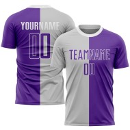 Custom Gray Split Purple-White Sublimation Soccer Jersey Fashion Uniform