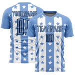 Jersey Black-White Sublimation Uniform Blue And Stripes Stars Soccer Light Custom