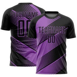 Sublimation Black Uniform Jersey Line Custom Soccer Purple Medium