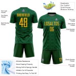 Green Jersey Geometric Gold-Kelly Shapes Sublimation Soccer Green Uniform Custom Green Jersey Geometric Gold-Kelly Shapes Sublimation Soccer Green Uniform Custom