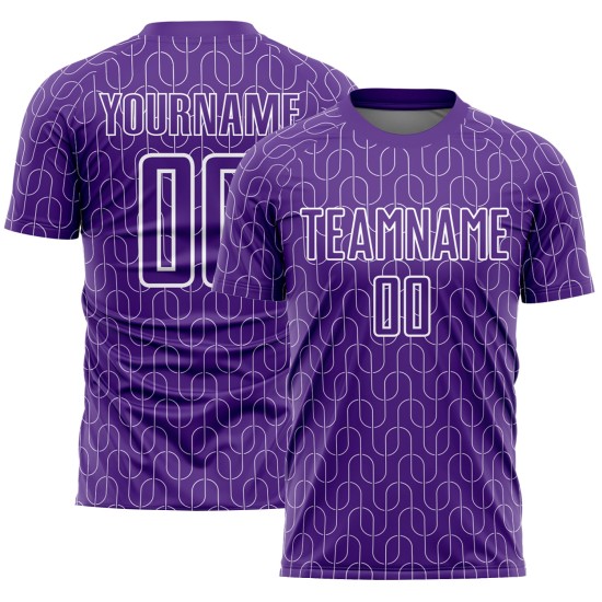 Soccer Geometric Uniform Pattern Sublimation Purple White Custom Jersey