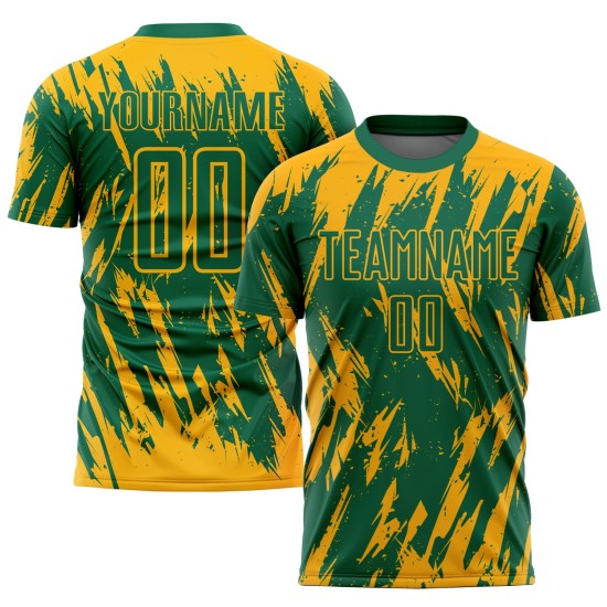 Soccer Sublimation Jersey Custom Uniform Kelly Gold Green
