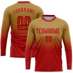 Soccer Jersey Old Sleeve Uniform Fashion Sublimation Fade Red Gold Custom Long
