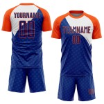 Sublimation Curve Soccer Custom Orange-White Royal Lines Uniform Jersey Sublimation Curve Soccer Custom Orange-White Royal Lines Uniform Jersey