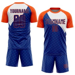Sublimation Curve Soccer Custom Orange-White Royal Lines Uniform Jersey Sublimation Curve Soccer Custom Orange-White Royal Lines Uniform Jersey
