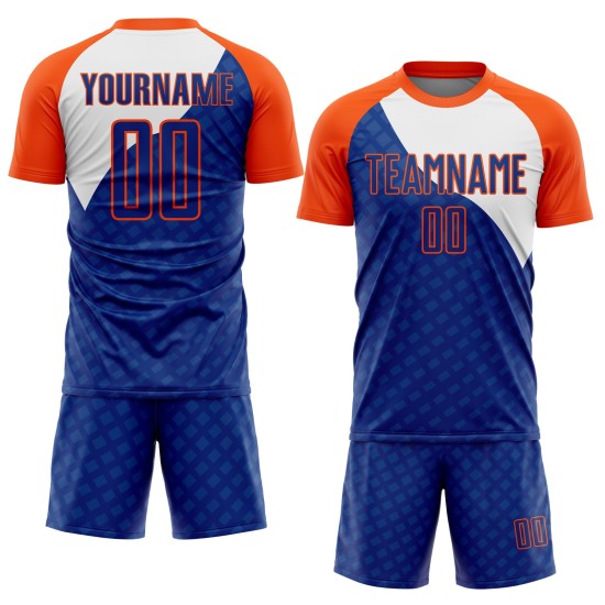 Sublimation Curve Soccer Custom Orange-White Royal Lines Uniform Jersey Sublimation Curve Soccer Custom Orange-White Royal Lines Uniform Jersey