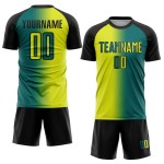 Neon Sublimation Yellow-Black Jersey Custom Gradient Uniform Fashion Soccer Teal Neon Sublimation Yellow-Black Jersey Custom Gradient Uniform Fashion Soccer Teal