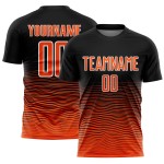 Line Custom Soccer Gradient Orange-White Uniform Sublimation Jersey Black