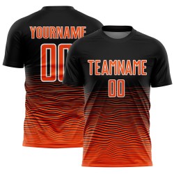 Line Custom Soccer Gradient Orange-White Uniform Sublimation Jersey Black