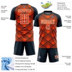 Uniform Pattern Custom Orange Geometric Soccer Jersey Sublimation Navy-White Uniform Pattern Custom Orange Geometric Soccer Jersey Sublimation Navy-White
