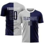 Sublimation Soccer Custom Fashion Navy-White Jersey Split Gray Uniform Sublimation Soccer Custom Fashion Navy-White Jersey Split Gray Uniform