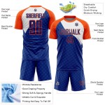 Sublimation Curve Soccer Custom Orange-White Royal Lines Uniform Jersey Sublimation Curve Soccer Custom Orange-White Royal Lines Uniform Jersey