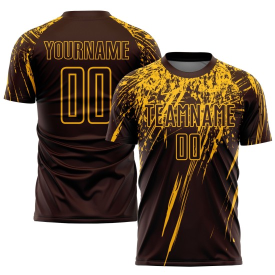 Soccer Gold Sublimation Uniform Jersey Custom Brown