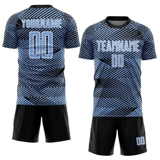 Sublimation Uniform Jersey Light Custom Soccer Blue Black-White Line Sublimation Uniform Jersey Light Custom Soccer Blue Black-White Line