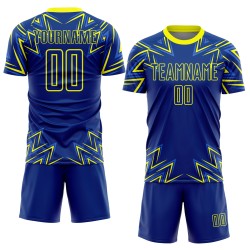 Uniform Soccer Royal Shapes Sublimation Geometric Neon Yellow Custom Jersey