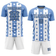 Jersey Black-White Sublimation Uniform Blue And Stripes Stars Soccer Light Custom Jersey Black-White Sublimation Uniform Blue And Stripes Stars Soccer Light Custom