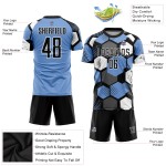 Custom Sublimation Uniform Black-White Blue Soccer Jersey Light Custom Sublimation Uniform Black-White Blue Soccer Jersey Light