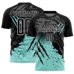 Sublimation Scratch Custom Blue-White Black Uniform Jersey Soccer Gradient Splash Ice Sublimation Scratch Custom Blue-White Black Uniform Jersey Soccer Gradient Splash Ice