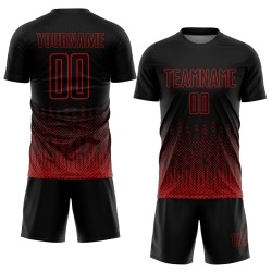 Sublimation Soccer Custom Jersey Red Shape Geometric Black Uniform