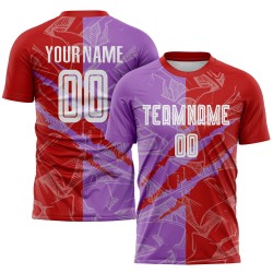 Scratch Soccer Graffiti Uniform Red-Medium Jersey Sublimation Purple Pattern Custom