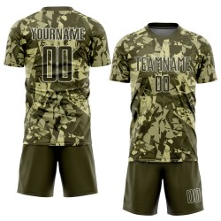 Soccer Camo To Custom Service Salute Uniform Olive-White Sublimation Jersey