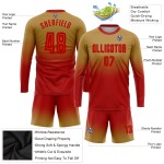 Soccer Jersey Old Sleeve Uniform Fashion Sublimation Fade Red Gold Custom Long