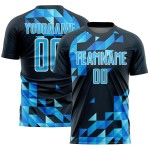 Uniform Shapes Sublimation Geometric Soccer Custom Blue-White Sky Jersey Navy Uniform Shapes Sublimation Geometric Soccer Custom Blue-White Sky Jersey Navy