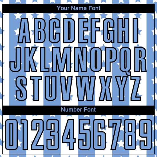 Jersey Black-White Sublimation Uniform Blue And Stripes Stars Soccer Light Custom