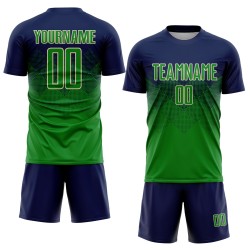Sublimation Grass Custom Green-Cream Uniform Navy Jersey Soccer