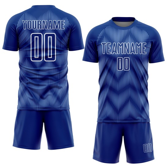 Jersey Custom Royal Light Line Blue-White Uniform Sublimation Soccer
