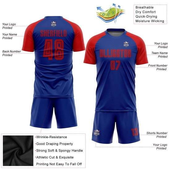 Sublimation Red Uniform Royal Jersey Soccer Custom Sublimation Red Uniform Royal Jersey Soccer Custom