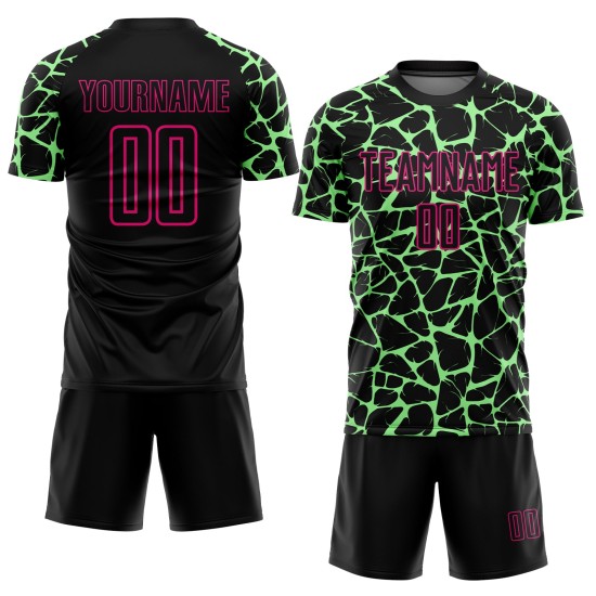 Uniform Soccer Network Black Abstract Sublimation Green-Hot Jersey Pea Pink Custom Splash
