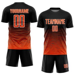 Line Custom Soccer Gradient Orange-White Uniform Sublimation Jersey Black Line Custom Soccer Gradient Orange-White Uniform Sublimation Jersey Black