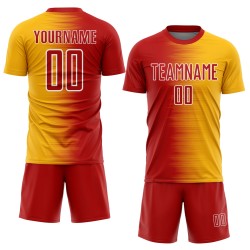 Jersey Line Uniform Custom Soccer Sublimation Red Gold-White Gradient Jersey Line Uniform Custom Soccer Sublimation Red Gold-White Gradient