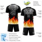 Red-Gold Gray Flame Custom Jersey Uniform Sublimation Black Soccer Red-Gold Gray Flame Custom Jersey Uniform Sublimation Black Soccer