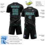 Lines Teal-White Black Sublimation Soccer Custom Jersey Uniform Sports