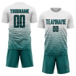 Custom Gradient Uniform Line Soccer White Sublimation Jersey Teal-Black Custom Gradient Uniform Line Soccer White Sublimation Jersey Teal-Black
