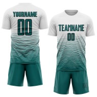 Custom Gradient Uniform Line Soccer White Sublimation Jersey Teal-Black Custom Gradient Uniform Line Soccer White Sublimation Jersey Teal-Black