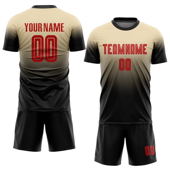 Custom Cream Red-Black Soccer Sublimation Fade Fashion Uniform Jersey Custom Cream Red-Black Soccer Sublimation Fade Fashion Uniform Jersey
