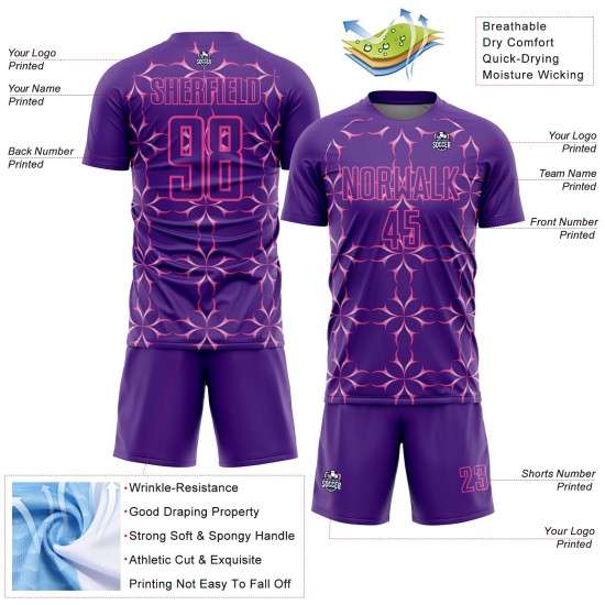 Jersey Custom Soccer Sublimation Pattern Pink Purple Uniform Damask Jersey Custom Soccer Sublimation Pattern Pink Purple Uniform Damask