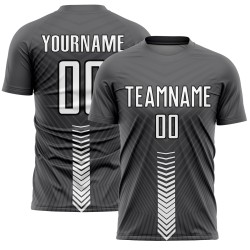 White-Black Soccer Steel Custom Sublimation Gray Shapes Uniform Jersey Arrow
