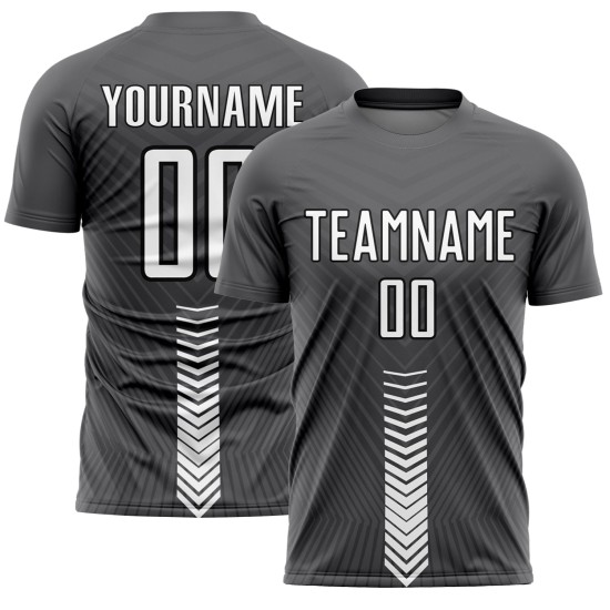 White-Black Soccer Steel Custom Sublimation Gray Shapes Uniform Jersey Arrow White-Black Soccer Steel Custom Sublimation Gray Shapes Uniform Jersey Arrow