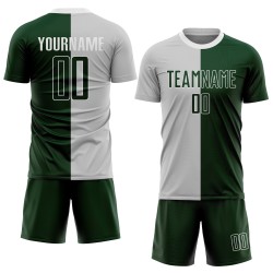 Soccer Split Fashion Green-White Uniform Sublimation Jersey Gray Custom