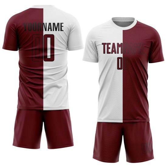 Custom Crimson-Black Fashion Jersey Uniform Soccer Sublimation Split White Custom Crimson-Black Fashion Jersey Uniform Soccer Sublimation Split White