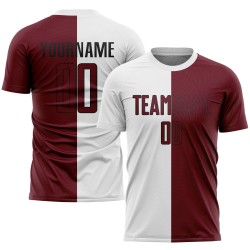 Custom Crimson-Black Fashion Jersey Uniform Soccer Sublimation Split White