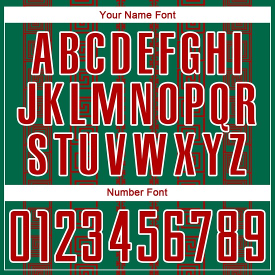 Kelly Red-White Uniform Soccer Geometric Green Sublimation Custom Shape Jersey